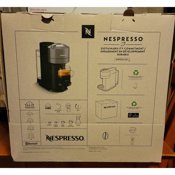 Nespresso Vertuo Next Espresso Coffee Maker Machine Matte Black Chrome - Picture 7 of 10